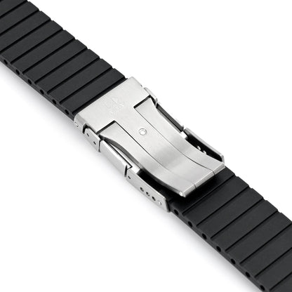 Quick Release FKM27 Black Titanium Slinea Clasp FKM Rubber watch strap, 20mm or 22mm