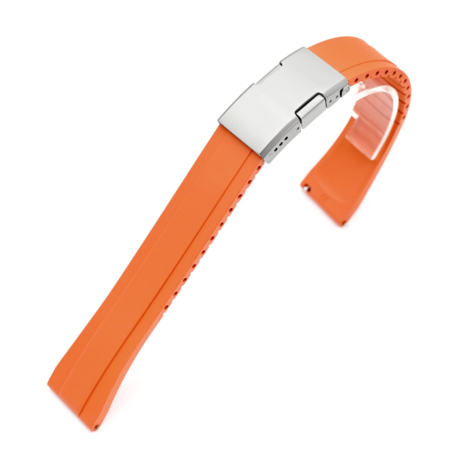 Quick Release FKM27 Orange Titanium Slinea Clasp FKM Rubber watch strap, 20mm or 22mm