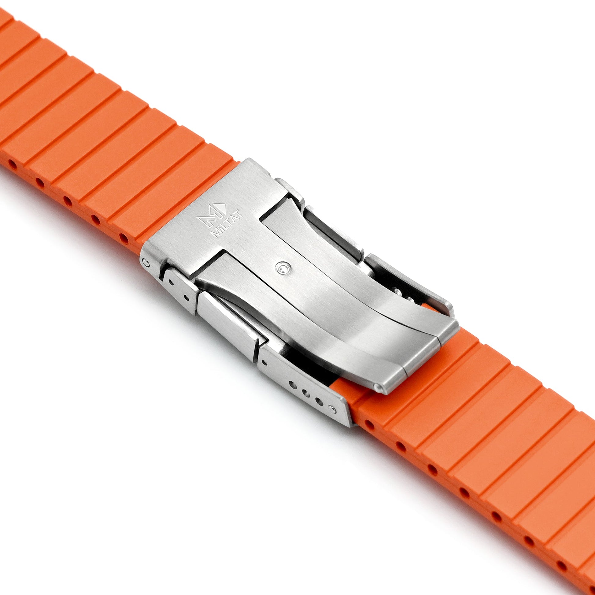Quick Release FKM27 Orange Titanium Slinea Clasp FKM Rubber watch strap, 20mm or 22mm