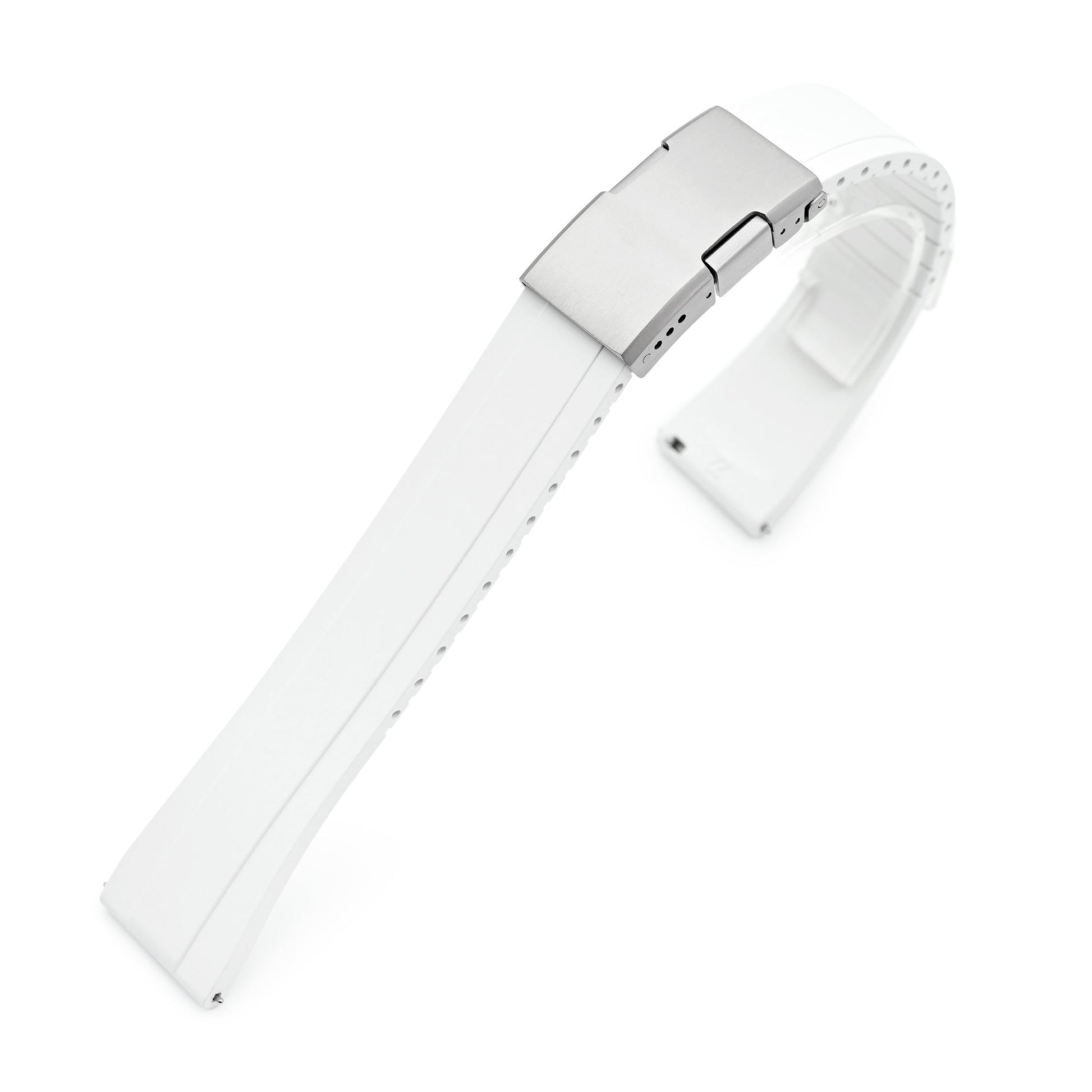 Quick Release FKM27 White Titanium Slinea Clasp FKM Rubber watch strap, 20mm or 22mm