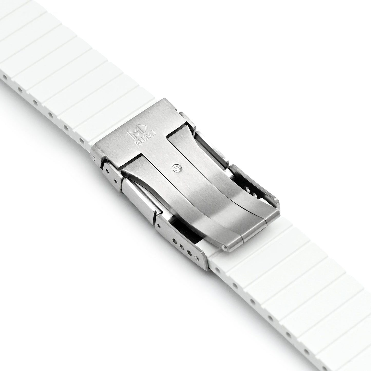 Quick Release FKM27 White Titanium Slinea Clasp FKM Rubber watch strap, 20mm or 22mm