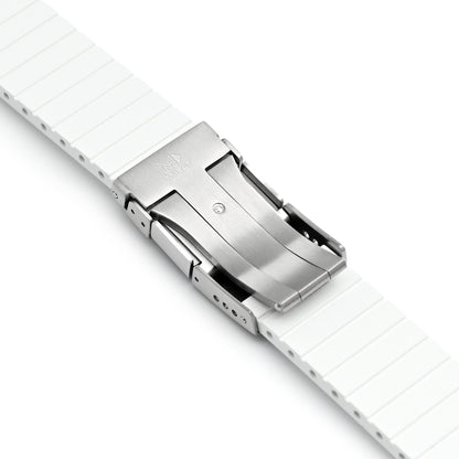 Quick Release FKM27 White Titanium Slinea Clasp FKM Rubber watch strap, 20mm or 22mm