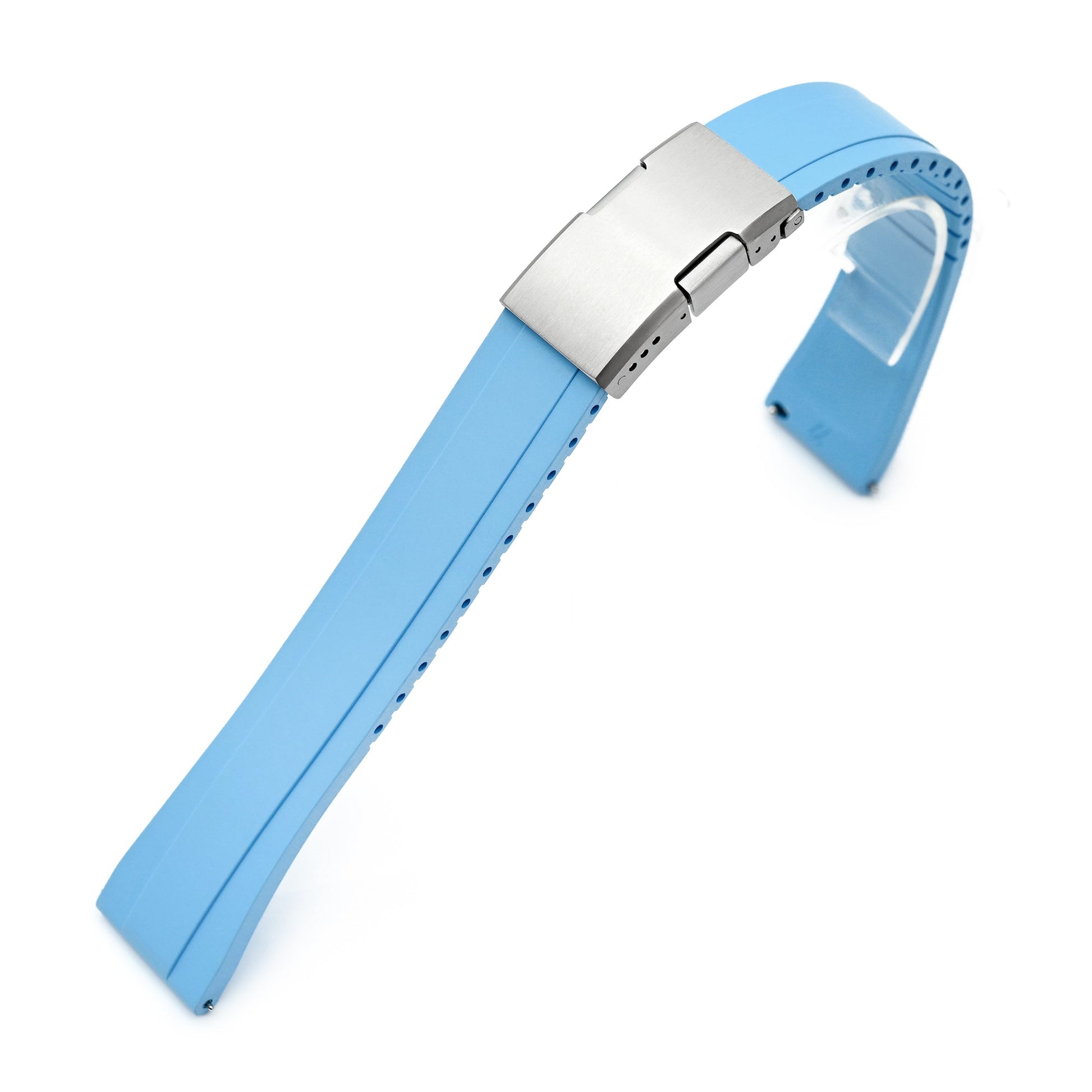 Quick Release FKM27 Sky Blue Titanium Slinea Clasp FKM Rubber watch strap, 20mm or 22mm