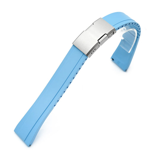 Quick Release FKM27 Sky Blue Titanium Slinea Clasp FKM Rubber watch strap, 20mm or 22mm