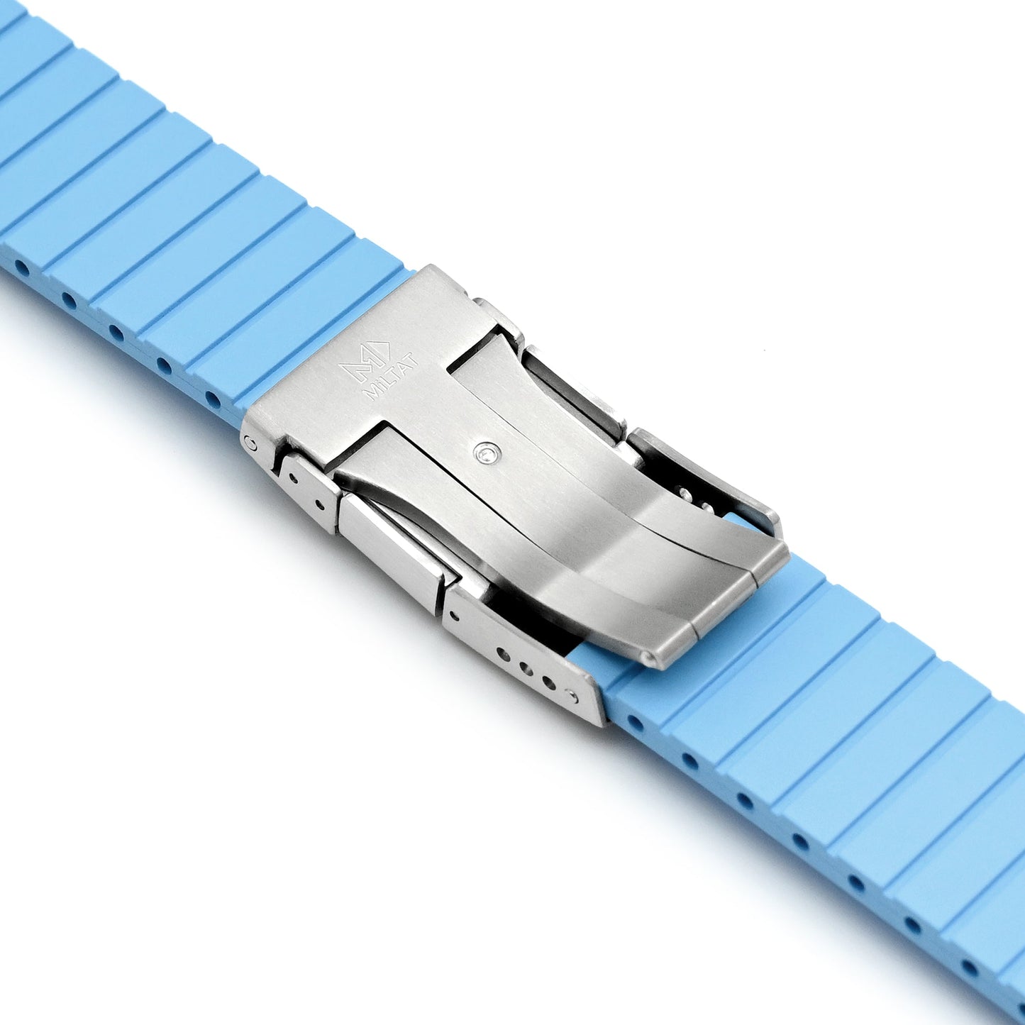 Quick Release FKM27 Sky Blue Titanium Slinea Clasp FKM Rubber watch strap, 20mm or 22mm