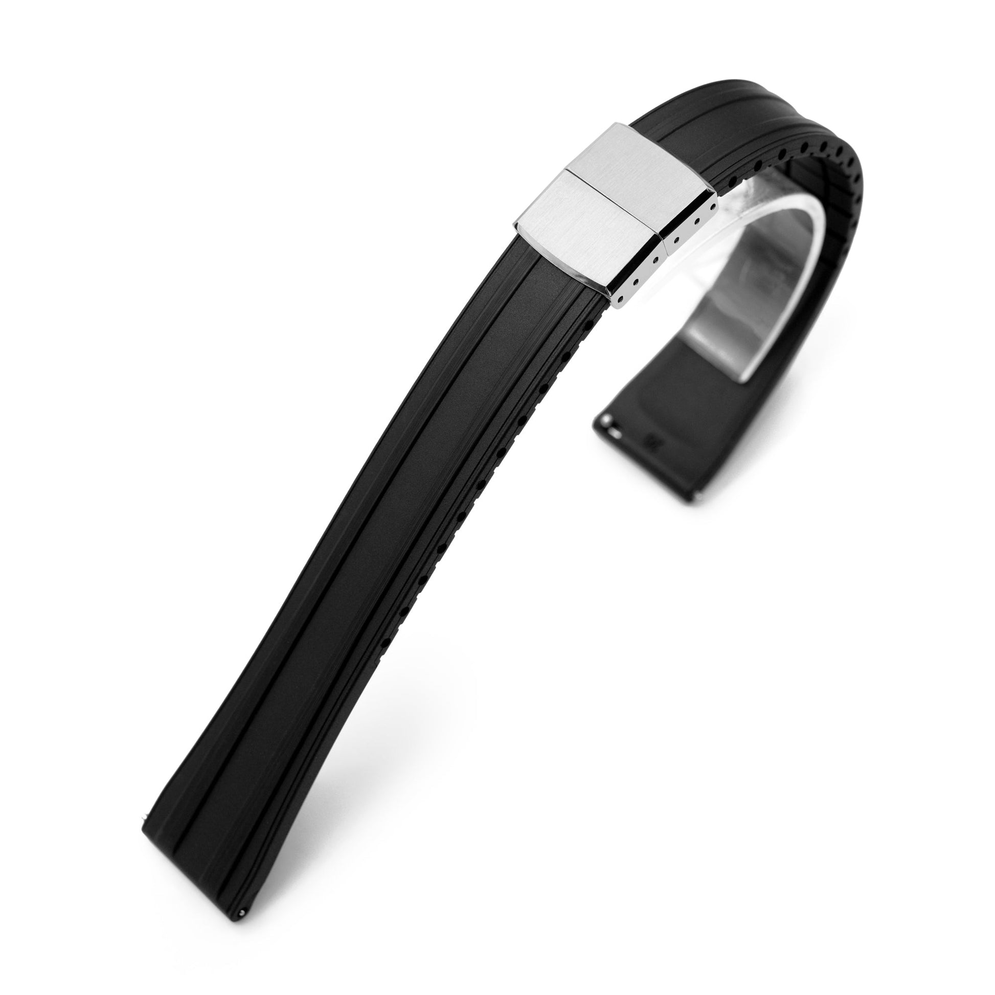 20mm Quick Release FKM28 Black FKM Rubber watch strap 