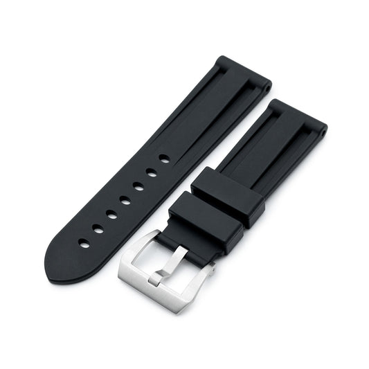 24mm FKM30 Black Rubber Watch Band 