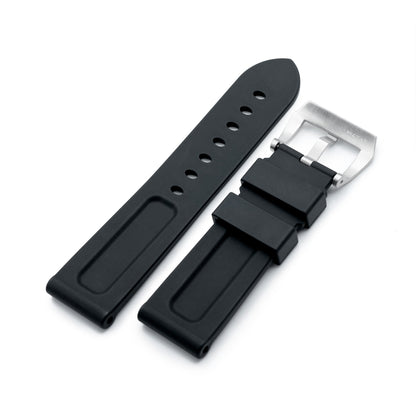 24mm FKM30 Black Rubber Watch Band 