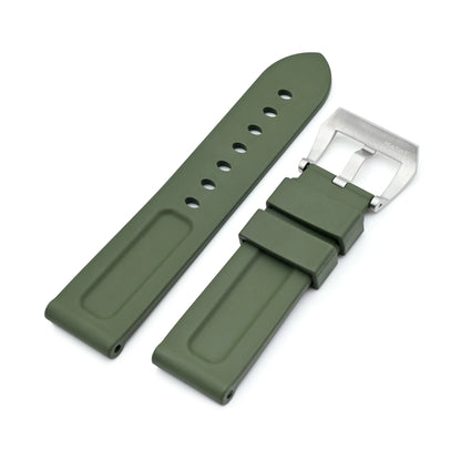 Premium FKM30 Black Rubber Watch Band with Dual Groove Design for Panerai