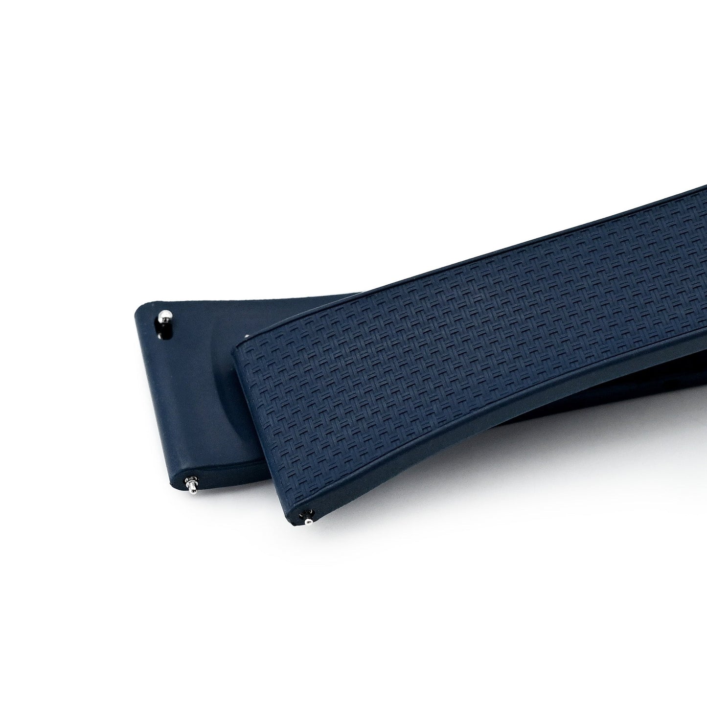 20mm FKM32 Navy Blue Rubber Quick Release Watch Band, Deployment Clasp