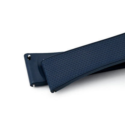 20mm FKM32 Navy Blue Rubber Quick Release Watch Band, Deployment Clasp