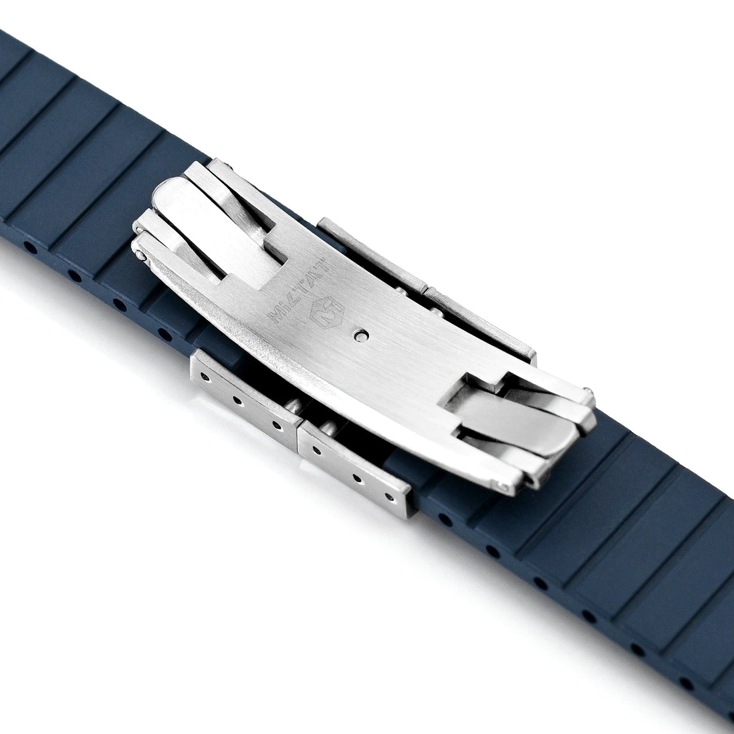 20mm FKM32 Navy Blue Rubber Quick Release Watch Band, Deployment Clasp