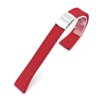 20mm FKM32 Red Rubber Quick Release Watch Band, Deployment Clasp