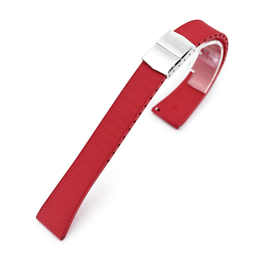 20mm FKM32 Red Rubber Quick Release Watch Band, Deployment Clasp