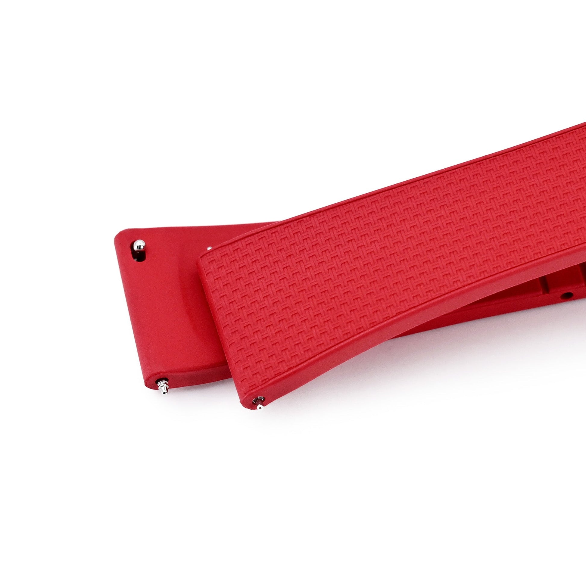 20mm FKM32 Red Rubber Quick Release Watch Band, Deployment Clasp