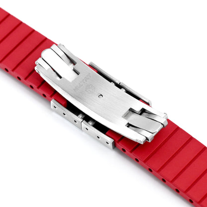 20mm FKM32 Red Rubber Quick Release Watch Band, Deployment Clasp