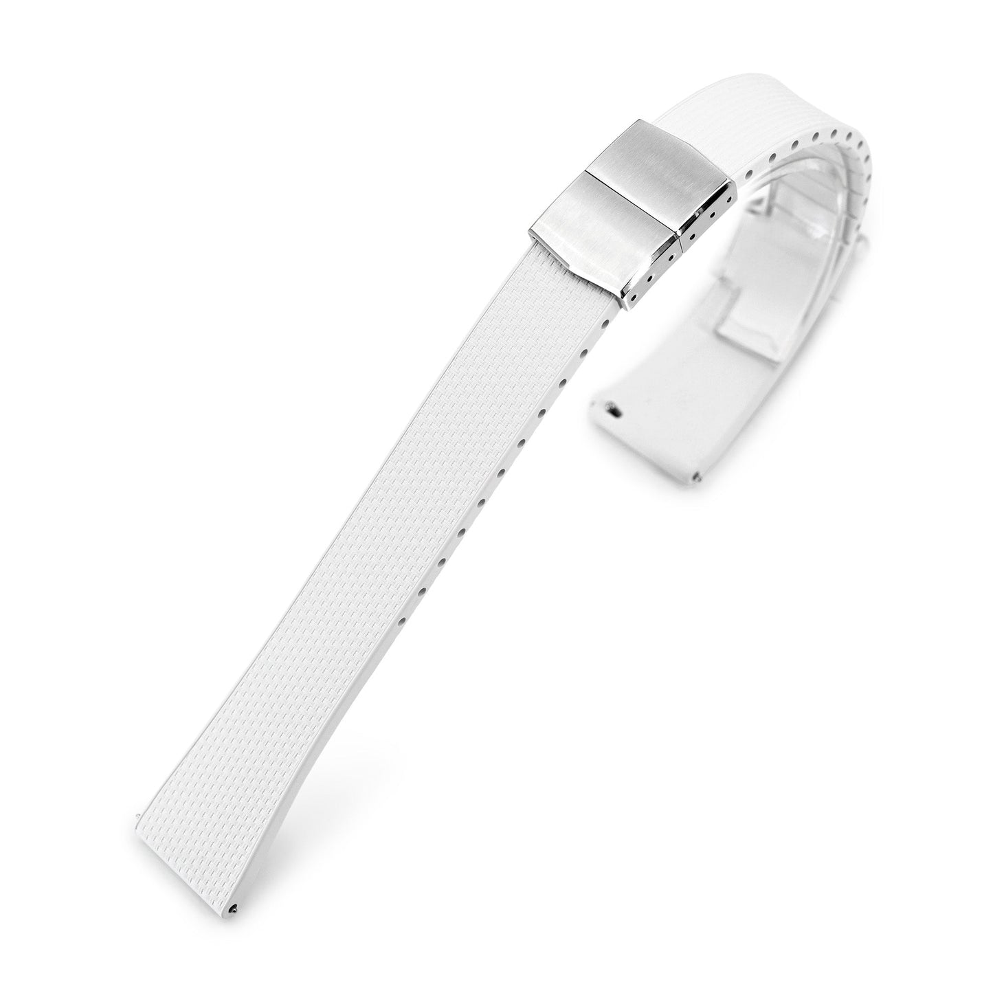 20mm FKM32 Off White Rubber Quick Release Watch Band, Deployment Clasp