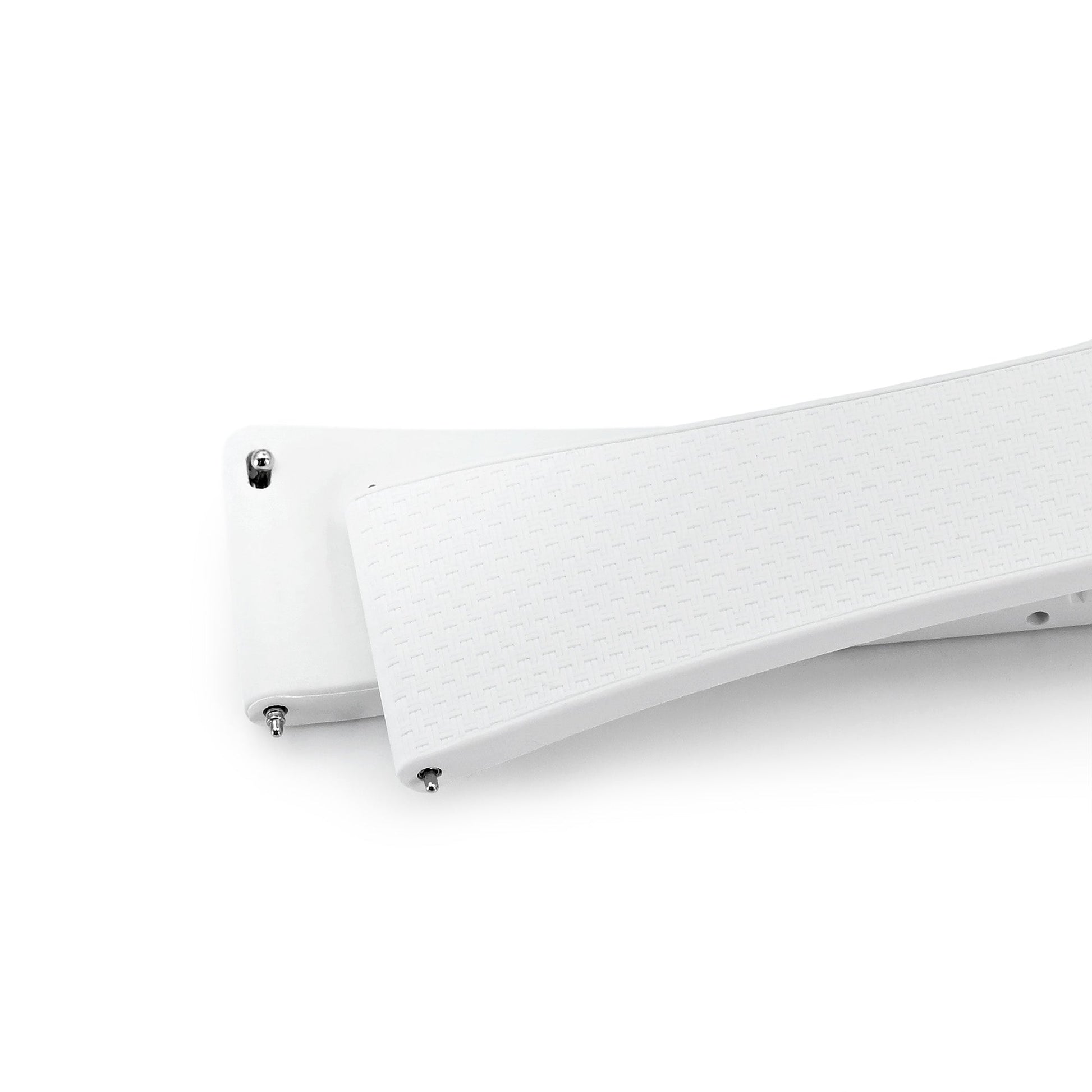 20mm FKM32 Off White Rubber Quick Release Watch Band, Deployment Clasp