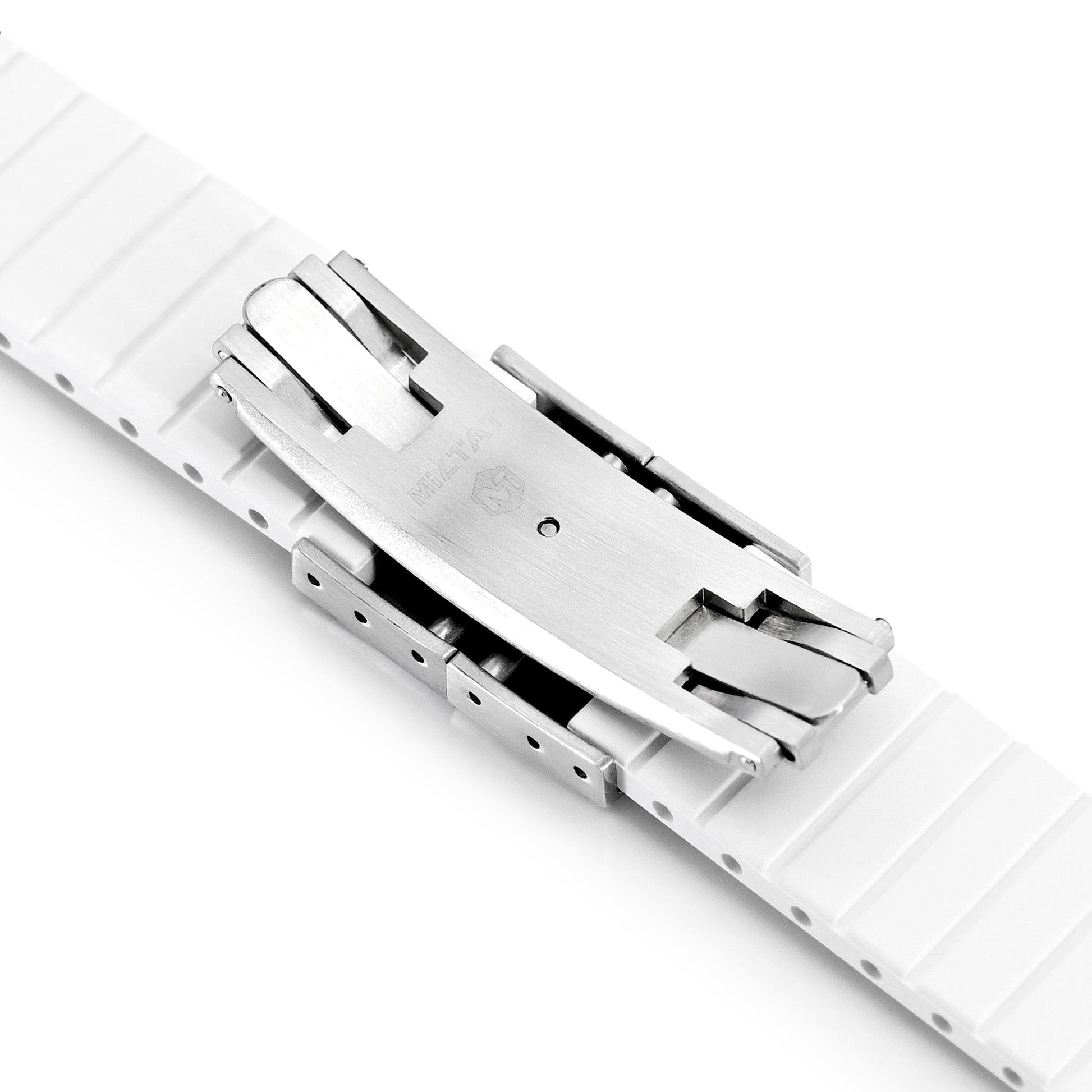 20mm FKM32 Off White Rubber Quick Release Watch Band, Deployment Clasp