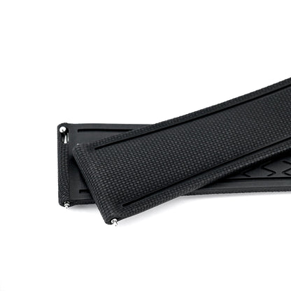 21mm FKM33 Black Rubber Quick Release Watch Band, Deployment Clasp