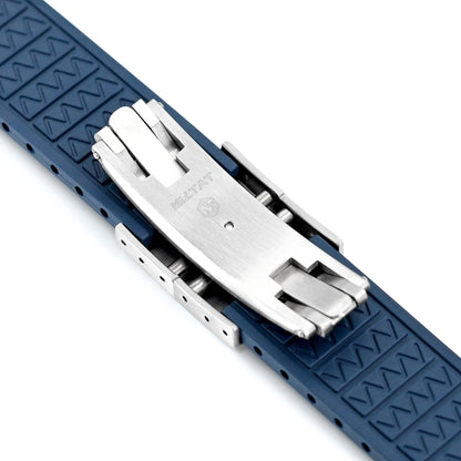20mm or 22mm FKM34 Navy Blue Rubber Quick Release Watch Band, Deployment Clasp