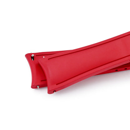 20mm or 22mm FKM34 Red Rubber Quick Release Watch Band, Deployment Clasp