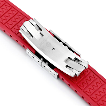 20mm or 22mm FKM34 Red Rubber Quick Release Watch Band, Deployment Clasp