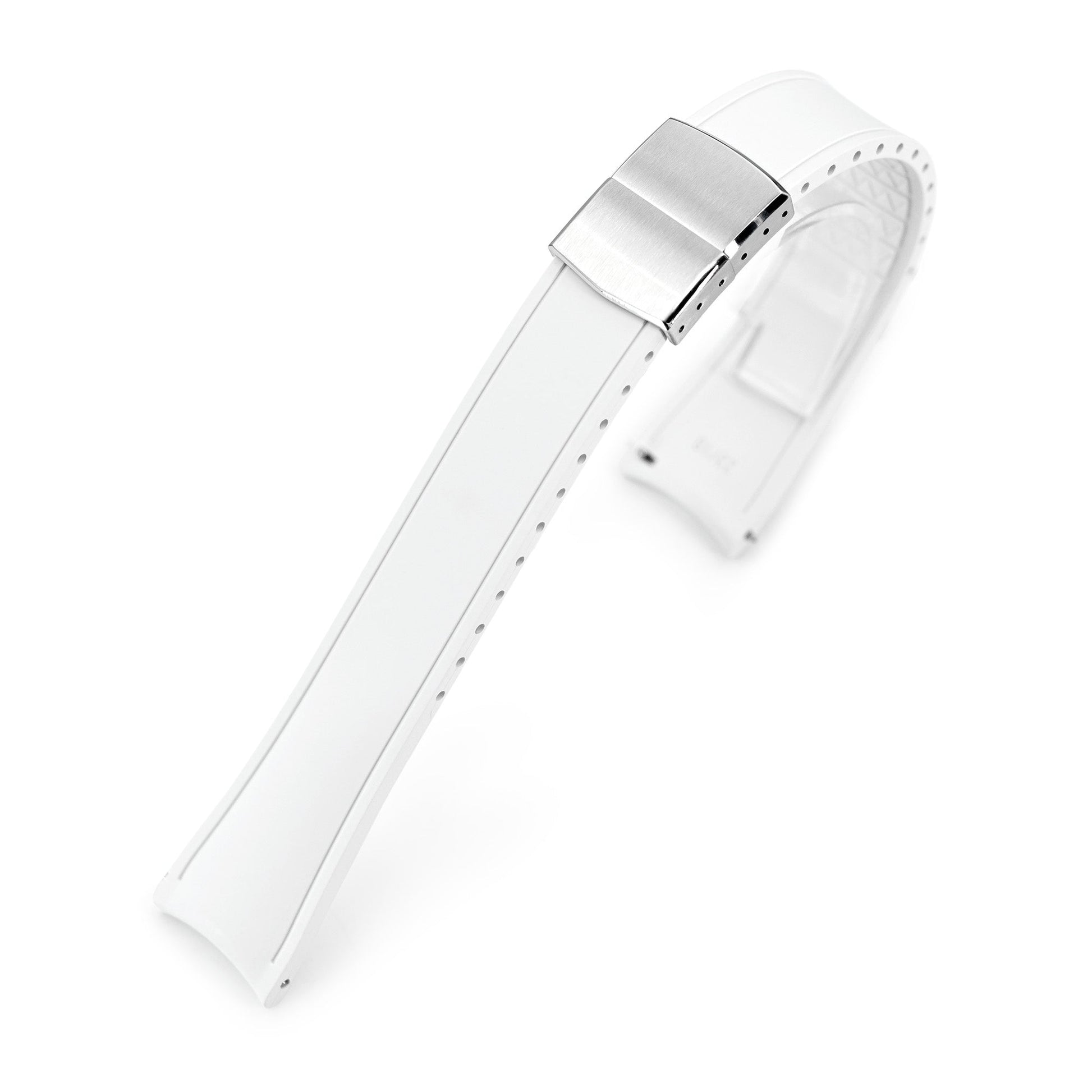 20mm or 22mm FKM34 Off White Rubber Quick Release Watch Band, Deployment Clasp