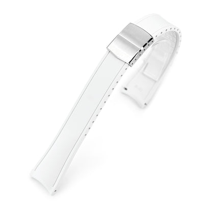 20mm or 22mm FKM34 Off White Rubber Quick Release Watch Band, Deployment Clasp