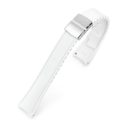 20mm or 22mm FKM34 Off White Rubber Quick Release Watch Band, Deployment Clasp