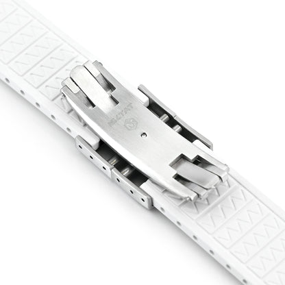 20mm or 22mm FKM34 Off White Rubber Quick Release Watch Band, Deployment Clasp