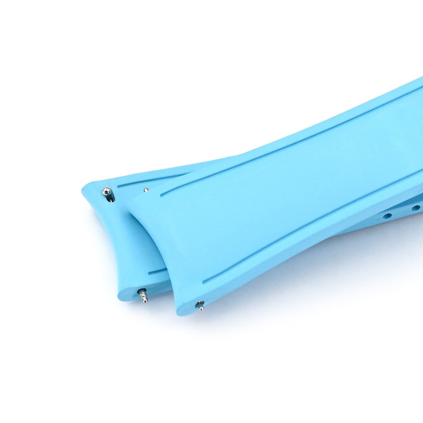 20mm or 22mm FKM34 Sky Blue Rubber Quick Release Watch Band, Deployment Clasp