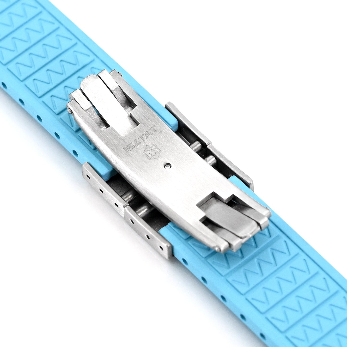 20mm or 22mm FKM34 Sky Blue Rubber Quick Release Watch Band, Deployment Clasp