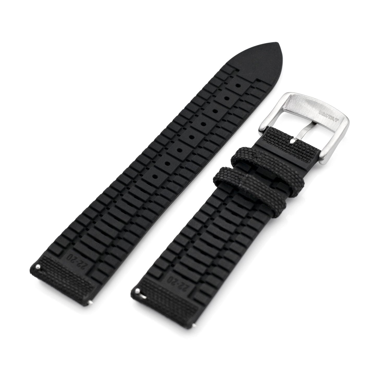 Black FKM35 Sailcloth FKM Quick Release Rubber Watch Band, 19mm to 22mm