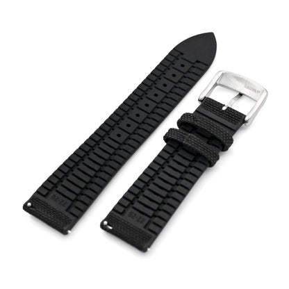 Black FKM35 Sailcloth FKM Quick Release Rubber Watch Band, 19mm to 22mm
