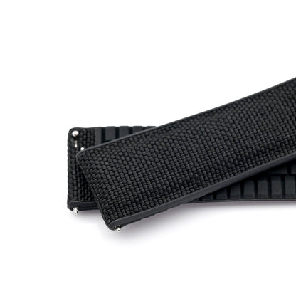 Black FKM35 Sailcloth FKM Quick Release Rubber Watch Band, 19mm to 22mm