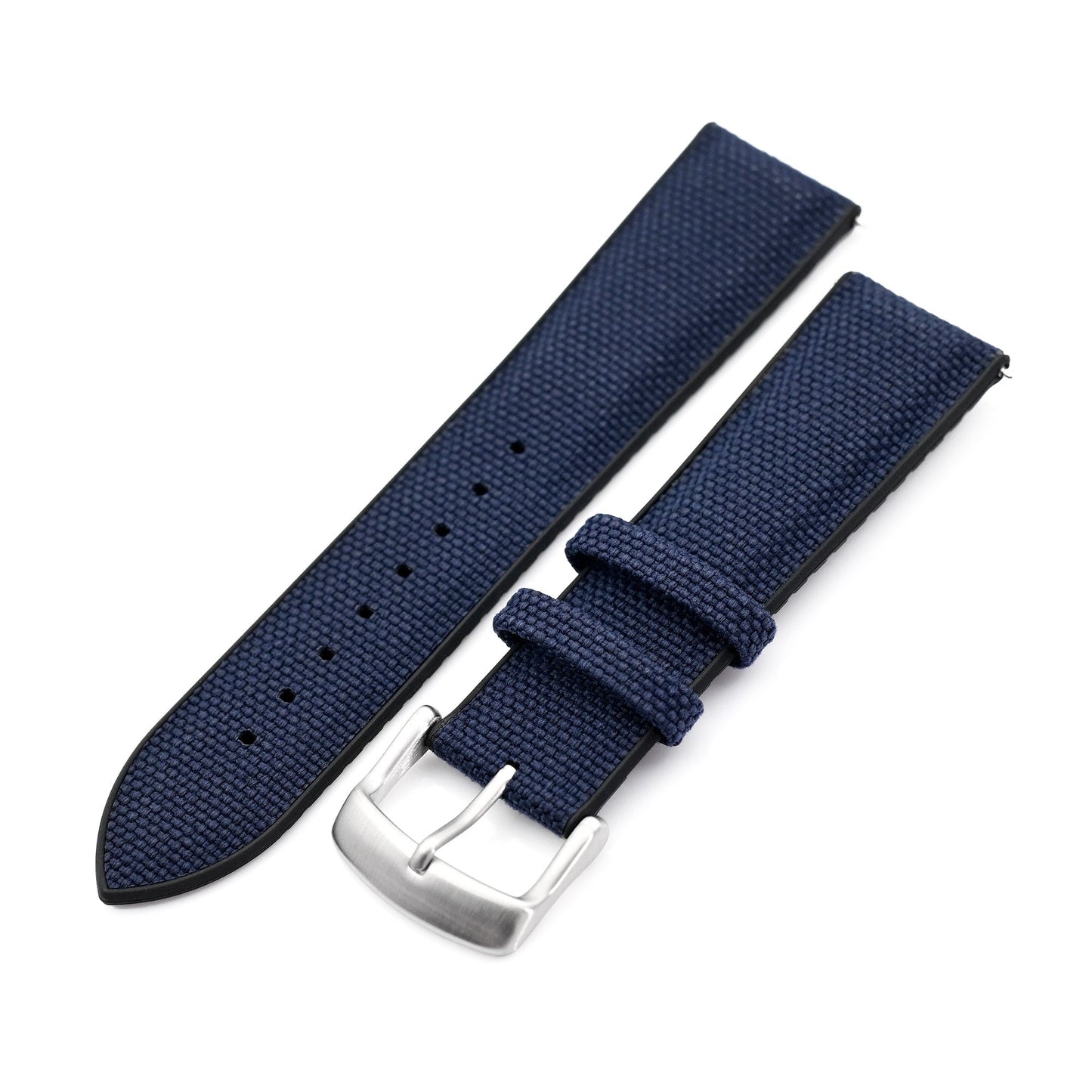 Navy Blue FKM35 Sailcloth FKM Quick Release Rubber Watch Band, 19mm to 22mm