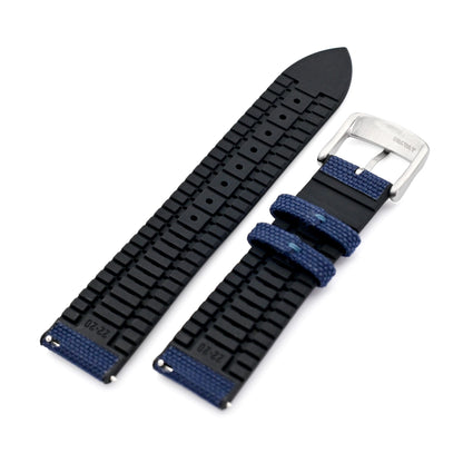 Navy Blue FKM35 Sailcloth FKM Quick Release Rubber Watch Band, 19mm to 22mm