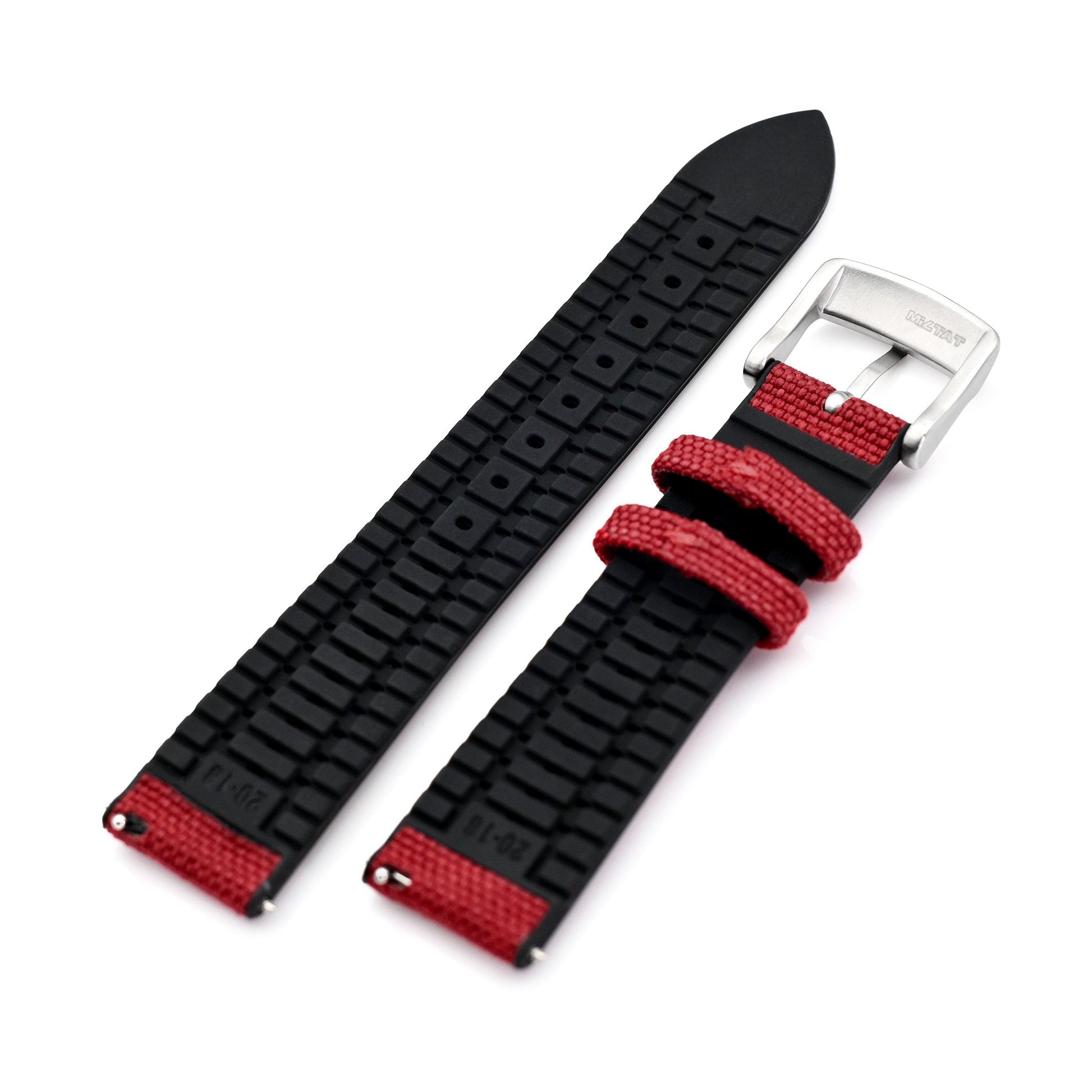 Red FKM35 Sailcloth FKM Quick Release Rubber Watch Band, 20mm