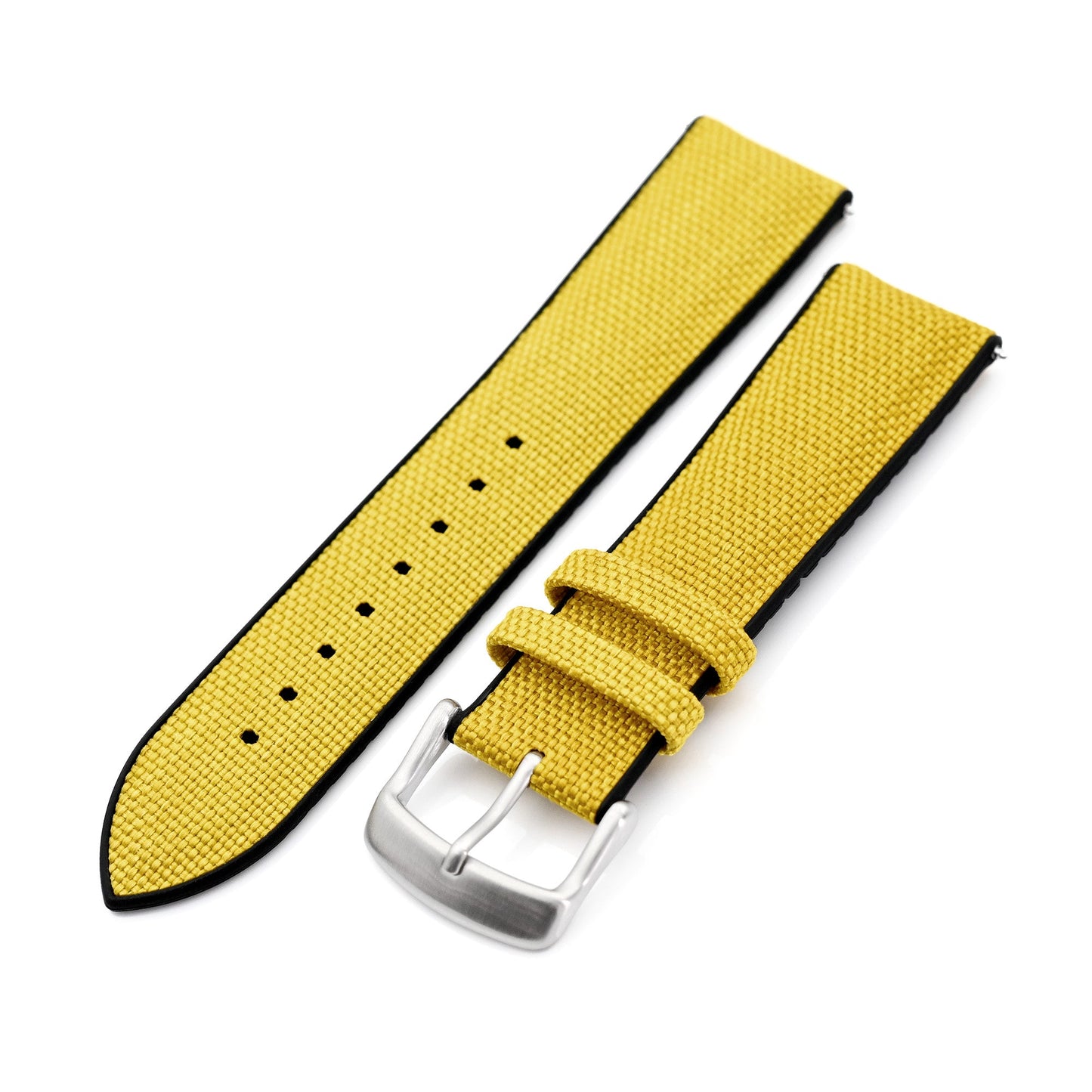 Yellow FKM35 Sailcloth FKM Quick Release Rubber Watch Band, Brushed, 20mm or 22mm