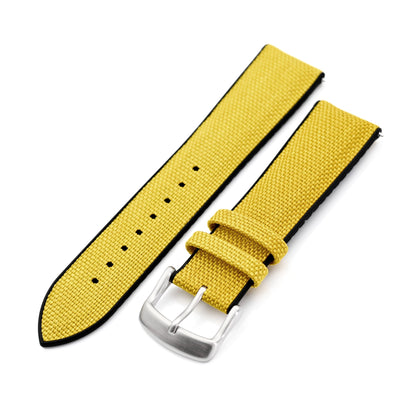 Yellow FKM35 Sailcloth FKM Quick Release Rubber Watch Band, Brushed, 20mm or 22mm
