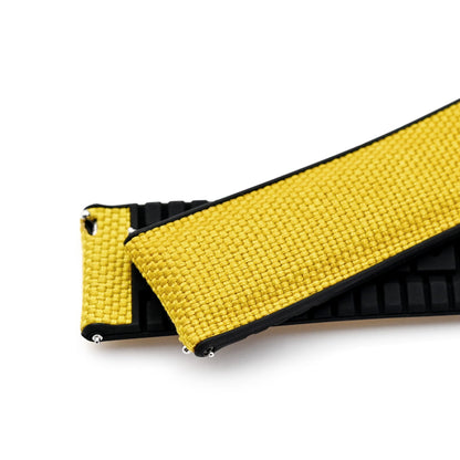 Yellow FKM35 Sailcloth FKM Quick Release Rubber Watch Band, Brushed, 20mm or 22mm