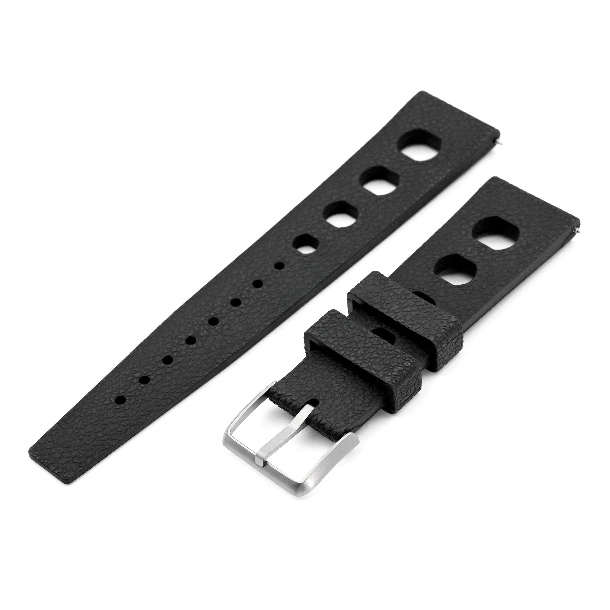 20mm or 22mm FKM36 Black Large Holes Rally FKM Quick Release Rubber watch band