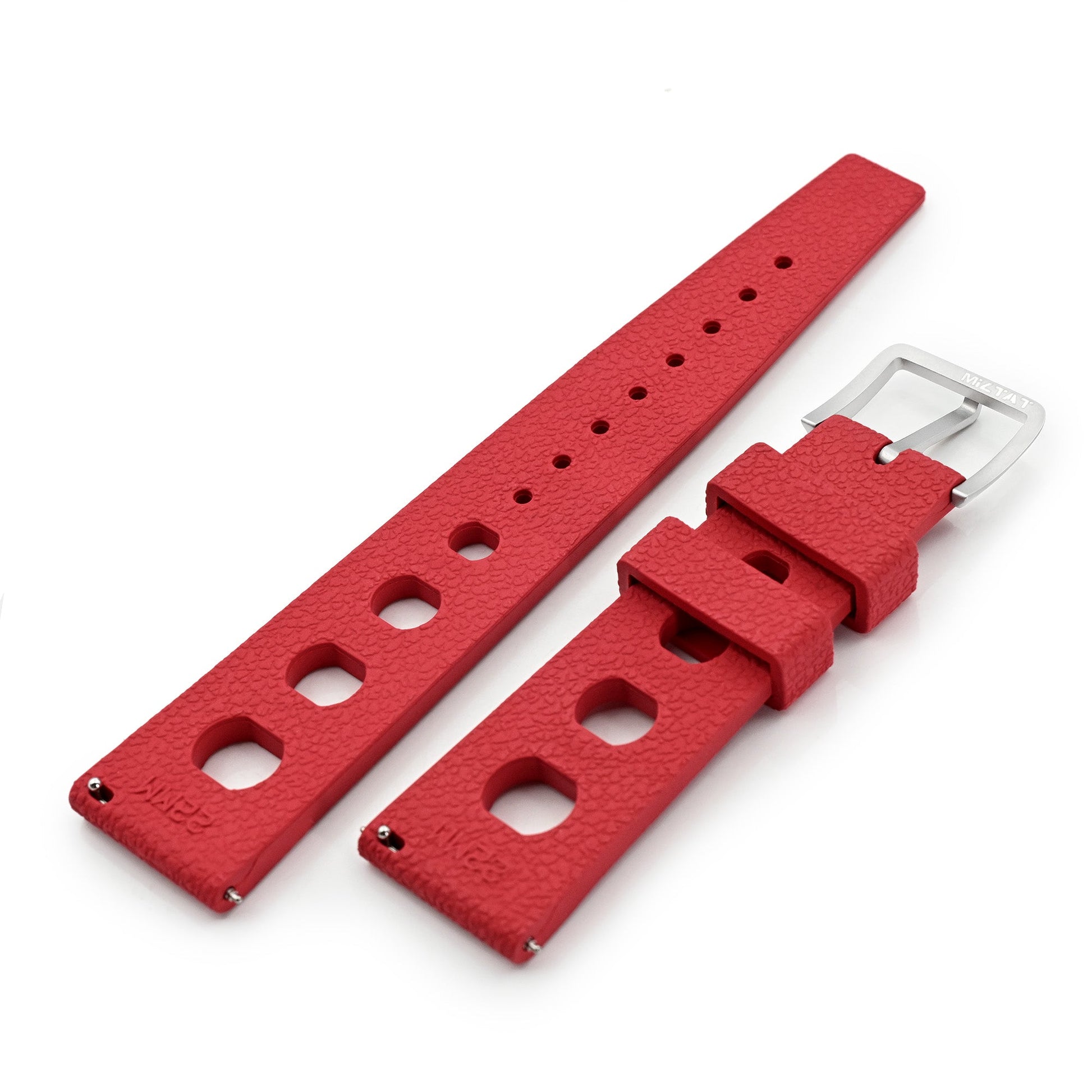 20mm or 22mm FKM36 Red Large Holes Rally FKM Quick Release Rubber watch band