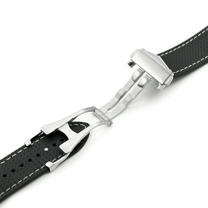 Black FKM37 Rubber Q.R. Deployant Watch Band, 20mm or 22mm