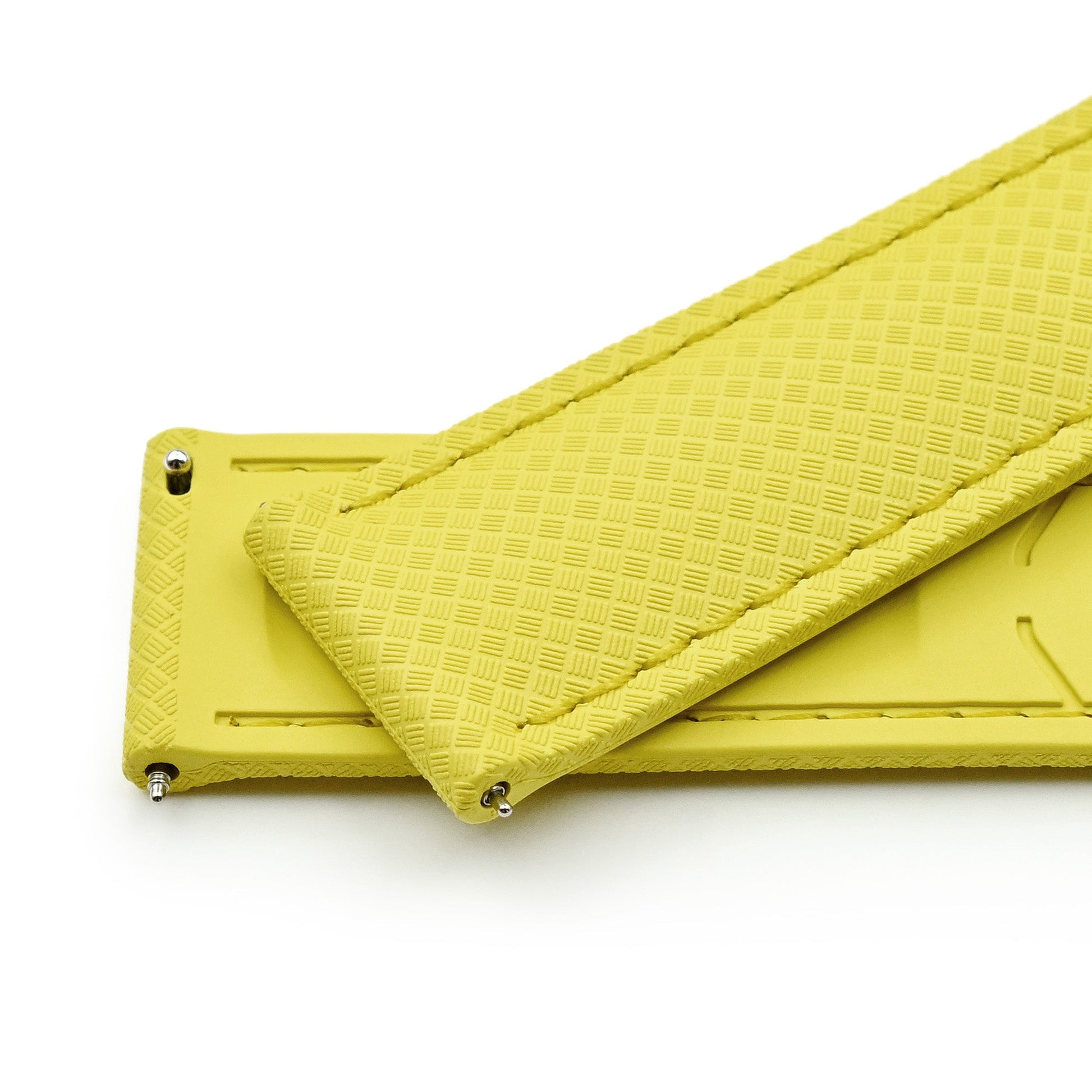 Yellow FKM37 Rubber Q.R. Deployant Watch Band, 20mm or 22mm