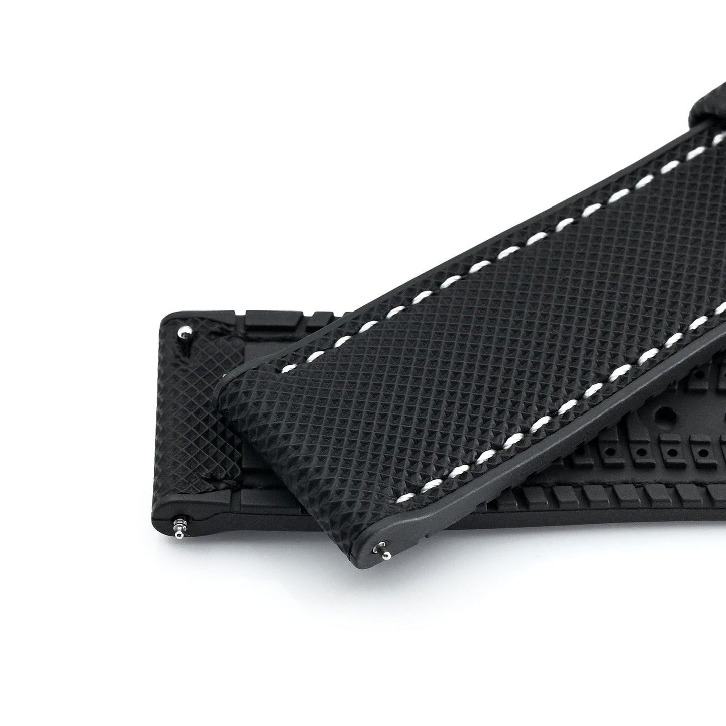 FKM38 Black FKM Quick Release Rubber Watch Band, Brushed, 20mm or 22mm