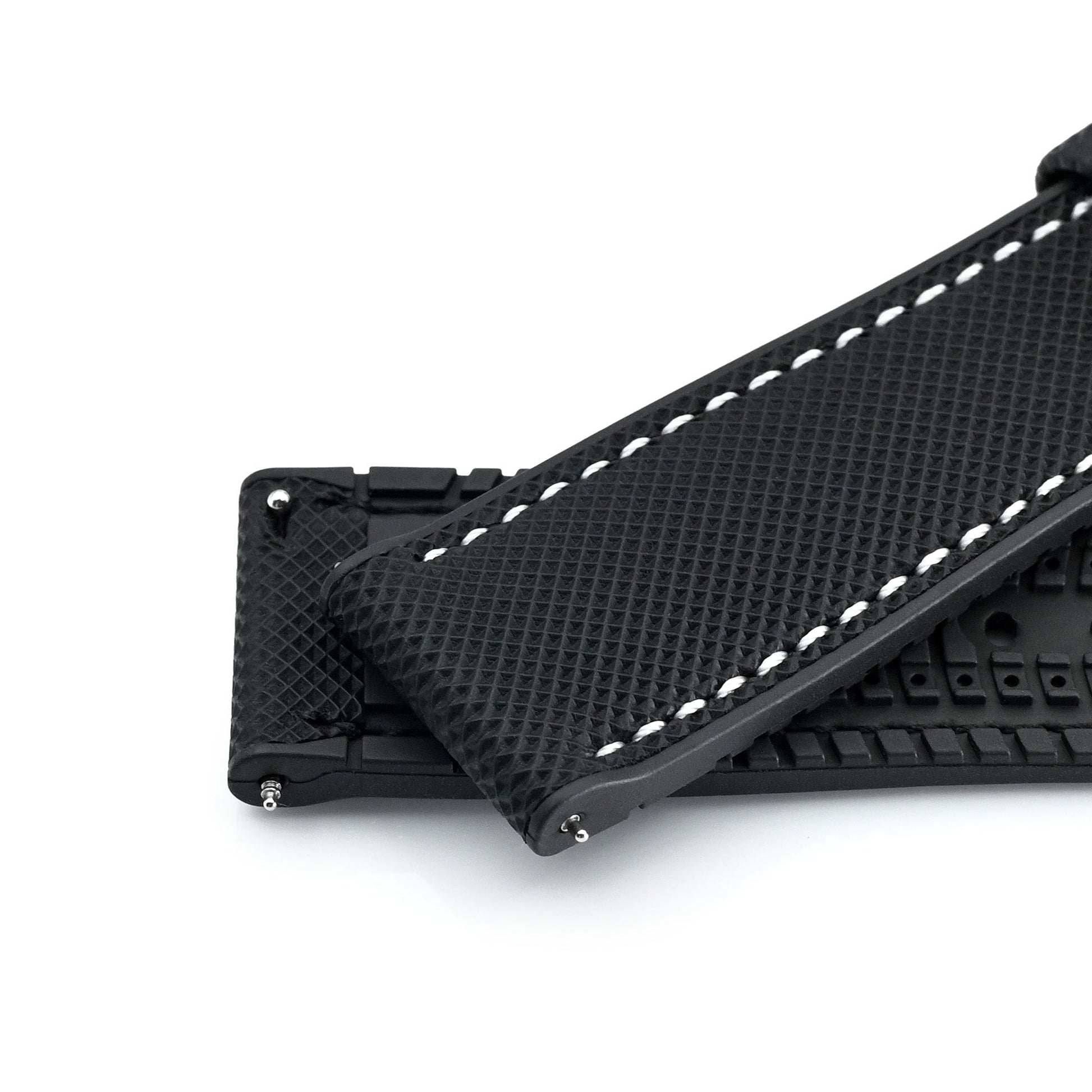 FKM38 Black FKM Quick Release Rubber Watch Band, Brushed, 20mm or 22mm