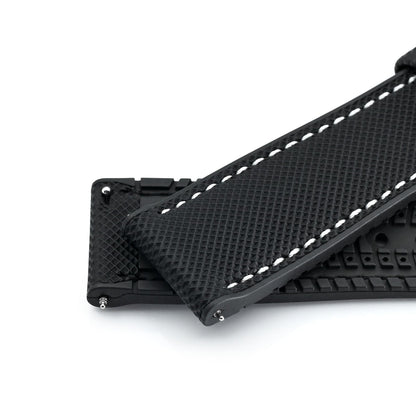FKM38 Black FKM Quick Release Rubber Watch Band, Brushed, 20mm or 22mm