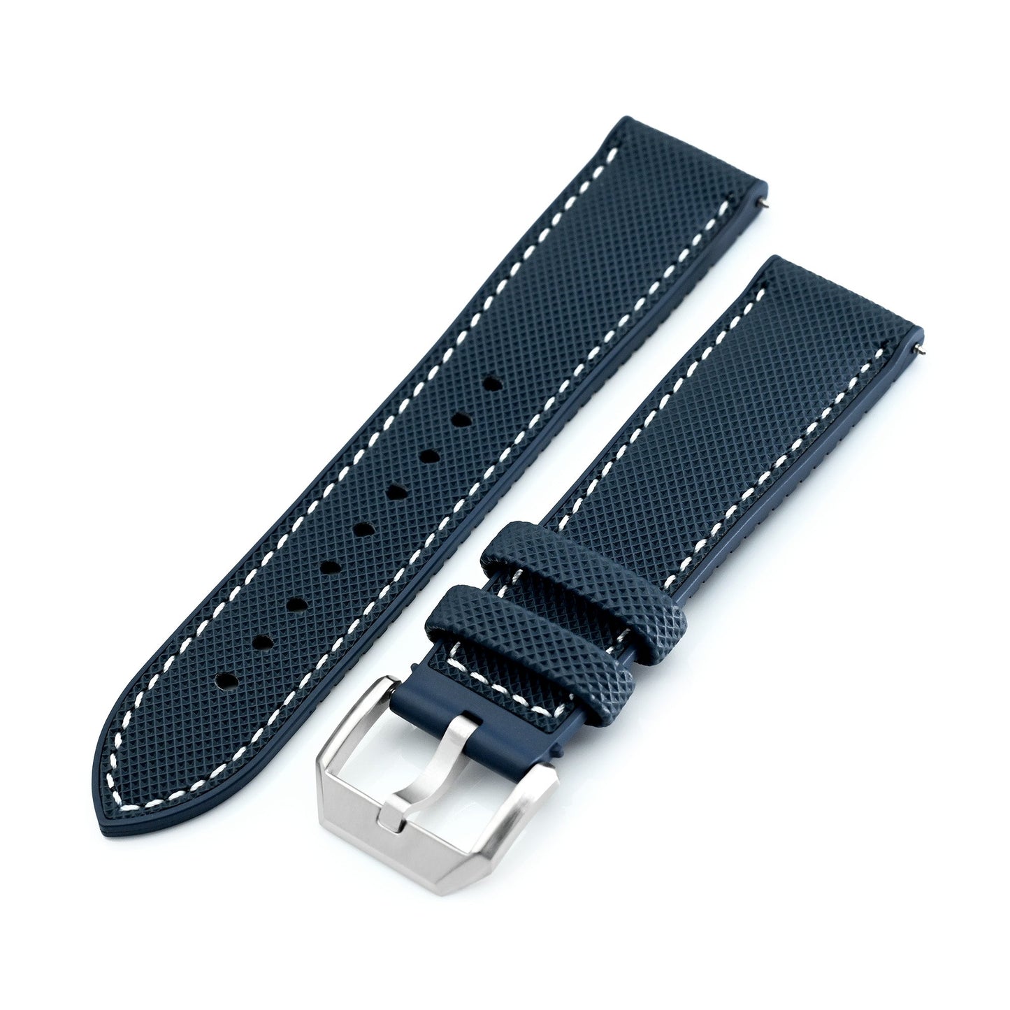 FKM38 Navy Blue FKM Quick Release Rubber Watch Band, Brushed, 20mm or 22mm